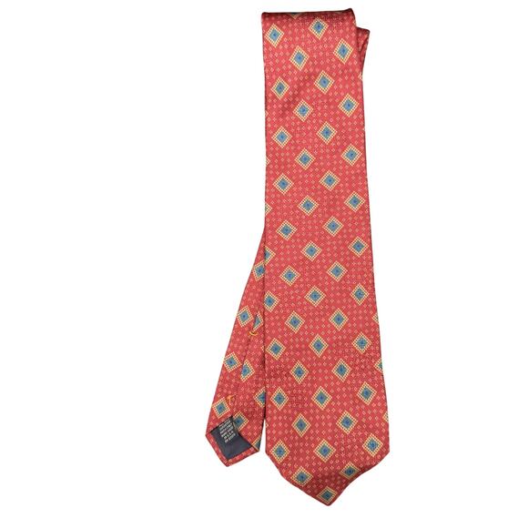 Bespoke Couture Other - 👔 Vtg Bespoke Couture Red Geometric Tie Retro Silk Style Statement Classic 80s